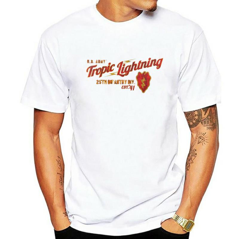 เสื้อผ้าผชเสื้อยืด พิมพ์ลายหมึกดํา 25th Infantry Division สไตล์เรโทร สําหรับผู้ชาย (MT643)S-5XL