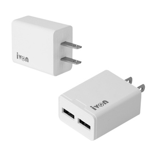 อะแดปเตอร์หัวชาร์จ Adapter 2USB 5V 2.1A output travel charger - ivon AD38