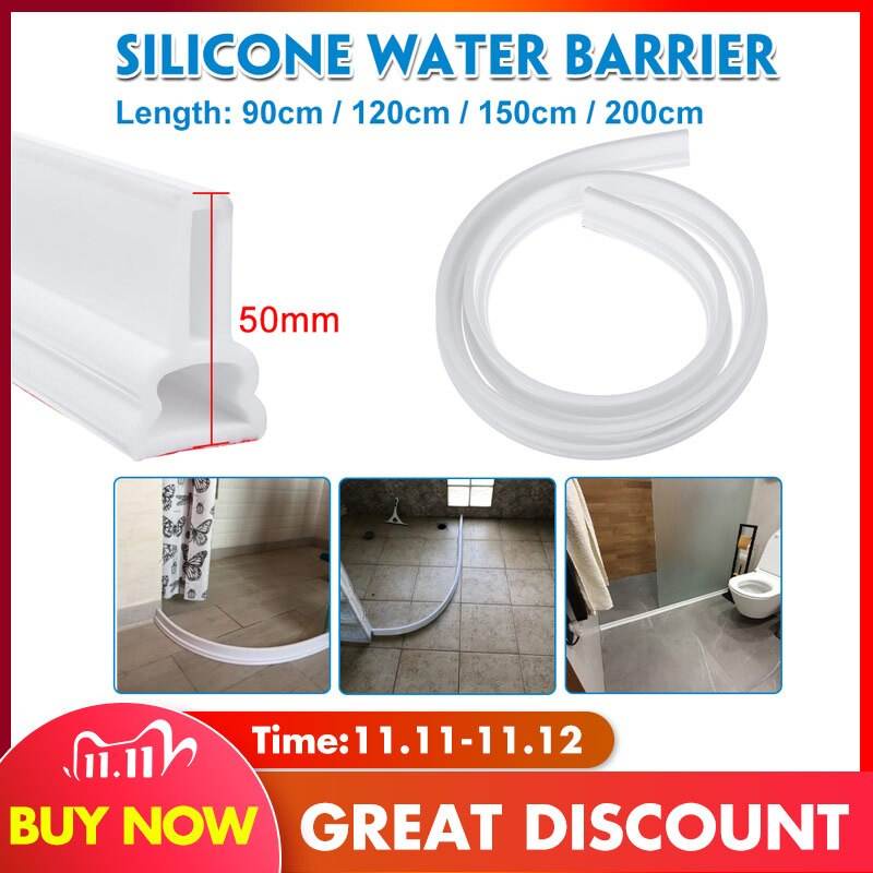 Mastersat ยางกันน้ำ ยางกั้นห้องน้ำ ที่กั้นในห้องน้ำ ความยาว 200 ซม. ความสูง 5 ซม. Silicone Water Barrier สีขาว