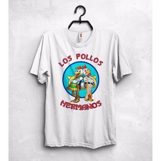 เสื้ เสื้อยืดคอกลม แขนสั้น ผ้าฝ้าย พิมพ์ลาย Breaking Bad Los Pollos Hermanos Heisenberg Jesse Pinkman สีฟ้า สําหรับผู้ชา