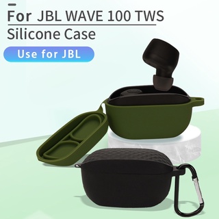 【พร้อมส่ง】เคสหูฟัง แบบนิ่ม พร้อมตะขอ สีพื้น สําหรับ JBL Wave 100TWS