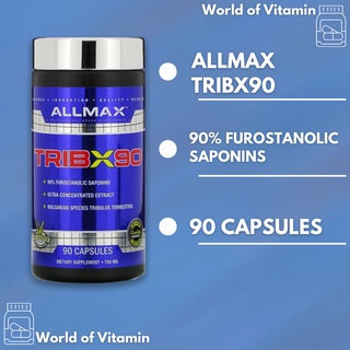 ALLMAX TribX90 Special concentrated formula, Furostanolic Saponin 90% size 750 mg 90 Capsules (Sku.2058)