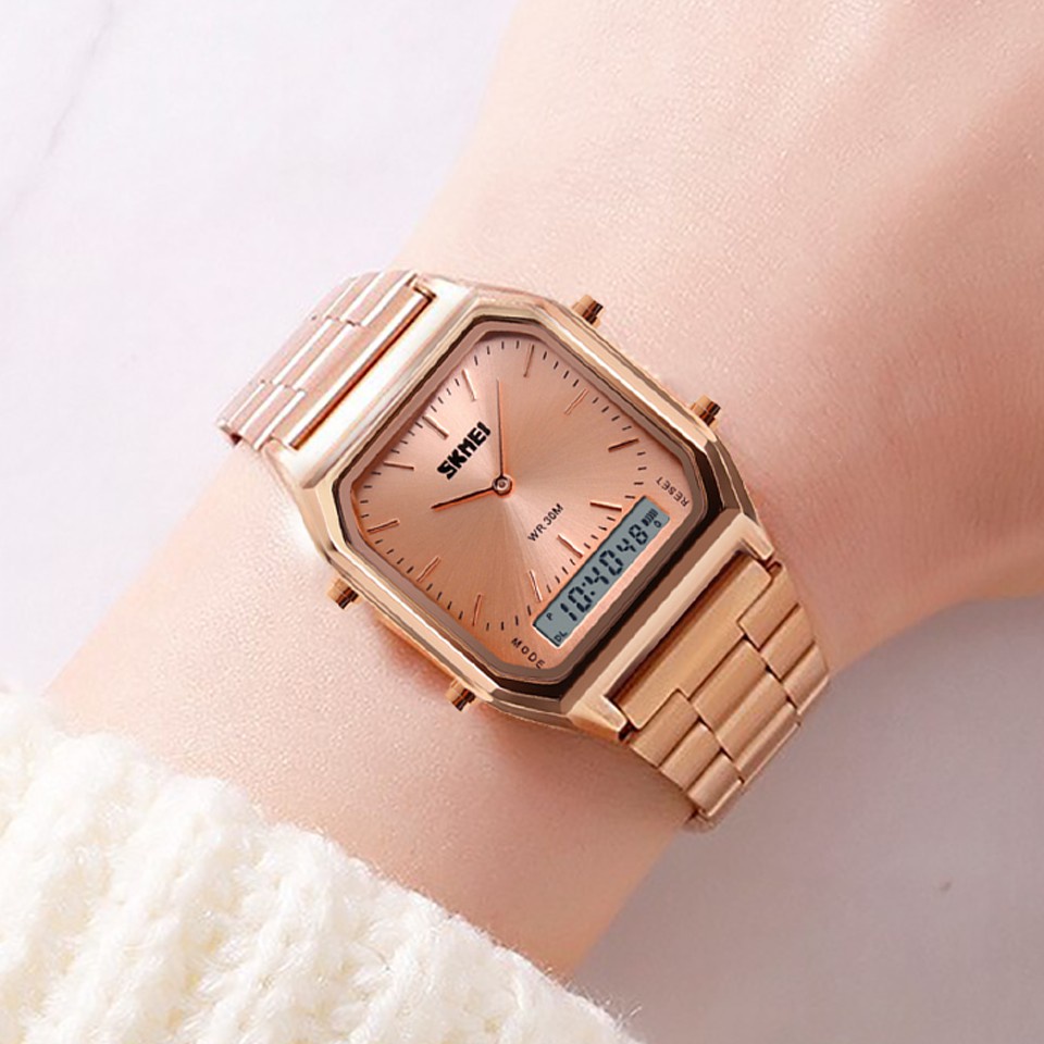 นาฬิกา casio นาฬิกาข้อมือผู้หญิง ⌚SKMEI สินค้าแท้ 💯 รุ่น SK-1220 2 ระบบ
