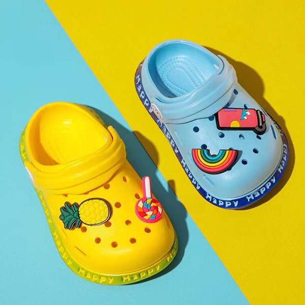 รองเท้าเด็กหัวโต รองเท้าแตะรัดส้น EVA แท้ รูปสับปะรด+สายรุ้ง เบา ใส่สบายเท้าน้อง สีสันสดใส  NO.130 - รูปที่ 4