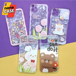 เคสไอโฟน 7+ / เคสซัมซุง A02 A22(5G) A23(4G) A53(5G) เคสนิ่มใสกันกล้องกันกล้องแผ่นรองเกร็ดน้ำแข็ง พิมพ์ลายการ์ตูน พื้นขาว