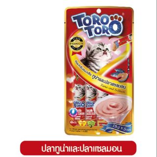 Toro toro สีแดง ขนมแมวเลีย รสปลาทูน่าและปลาแซลมอน