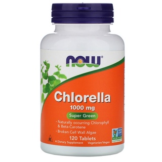 Now Foods Chlorella 1,000 mg 120 Tablets คลอโรฟิล คลอเรลล่า สาหร่าย super food super green