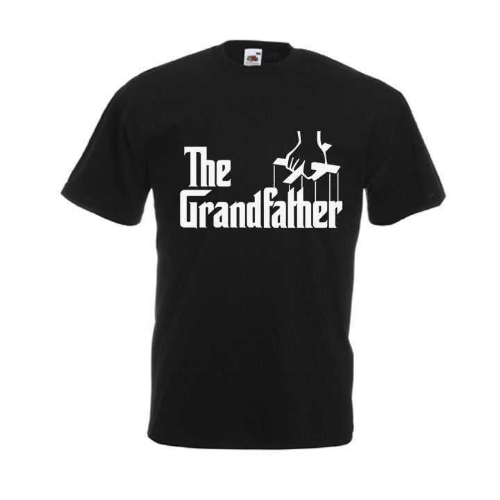 เสื้อยืดผ้าฝ้าย 100% พิมพ์ลาย The Grandfather 'Godfather Style' Grandad สีดํา ของขวัญวันเกิด สําหรับผู้ชาย
