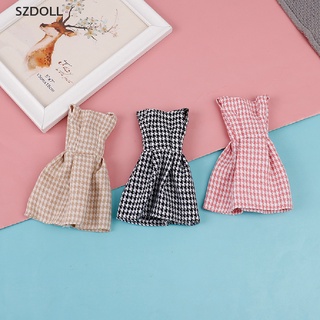 [cxSZDOLL]  1PC 29CM Dollclothing accessories thousand bird Check Dress doll Costume  DOM