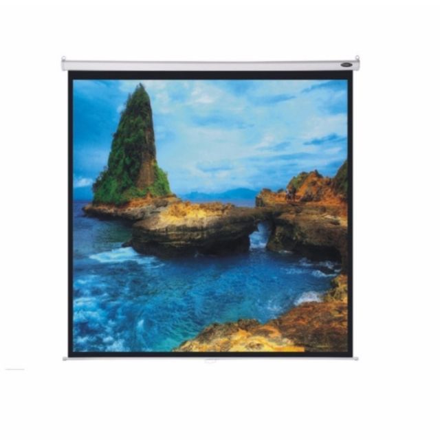 จอโปรเจคเตอร์ ขนาด 72" สัดส่วน 16:9 แบบแขวนมือดึง Matte White Manual Projector