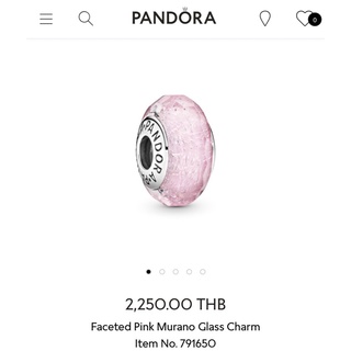 Pandora pink faceted murano glass charm มูกลิตเตอร์สีชมพู แท้100% ราคาต่อชิ้น