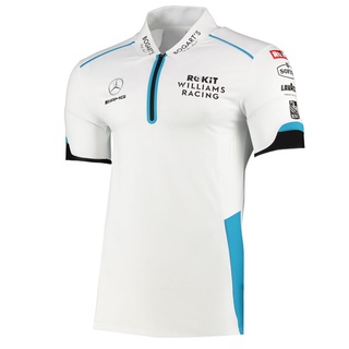 Williams Benz F1 เสื้อโปโลแขนสั้นแบบแห้งเร็วสีขาวสําหรับผู้ชาย