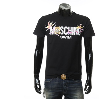 Moschino เสื้อยืดลําลอง ผ้าฝ้าย แขนสั้น คอกลม พิมพ์ลายหมี ทรงหลวม แฟชั่นสําหรับสตรีเสื้อยืด