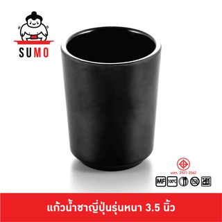 SUMO แก้วน้ำชญี่ปุ่นสีดำทรงดั้งเดิม รุ่นหนา 3.5 นิ้ว JC434-3.5