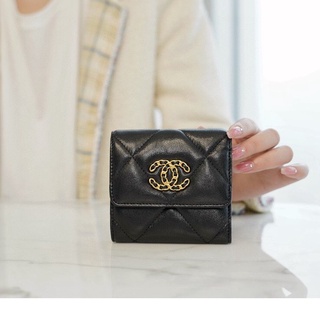 พรี  Chanel Wallet กระเป๋า​บัตรกระเป๋าสตางค์ หนังแท้แบรนด์เนน หนังแกะ​