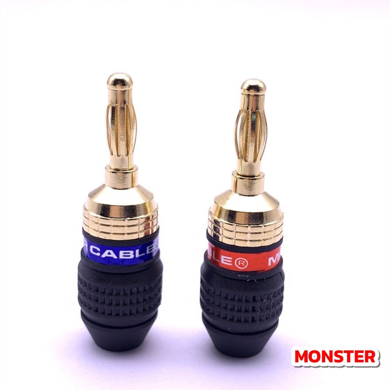 หัวบานาน่าmonsterปลอกดำหุ้มยางส่วนกลางชุบทอง24kอย่างดีมีน้ำหนัก(หัวหมุนได้รอบอิสระ)ชุดละ2ตัว ดำ/แดง