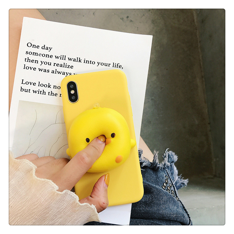 3D Yellow Duck soft kneading Relieve Stress Toy Phone Case เคส Samsung A12 S20FE s6 s7 edge s8 s9 plus A6 A8 A7 A9 2018 J2 J5 J7 PRIME J4 J6 PLUS cover เคสโทรศัพท์กันกระแทก