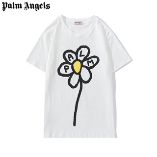 Original Palm Angels T-shirt fresh and simple flowers pure cotton short-sleeved men and women เสื้อยืดผ้าฝ้าย