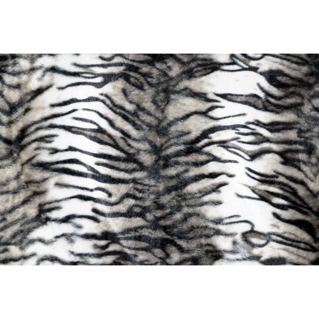 ผ้าเมตร ผ้าขนสัตว์เทียม ผ้าลายเสือโคร่ง สีขาว ดำ เทา เนื้อหนานุ่ม Royal Tiger Faux Fur
