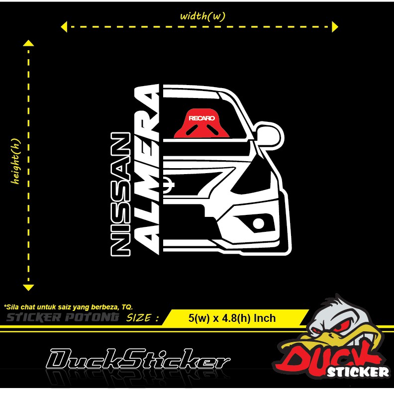 สติ๊กเกอร์ NISSAN ALMERA RECARO (FRONT) 1 ชิ้น สติ๊กเกอร์ตัด nissan almera recaro