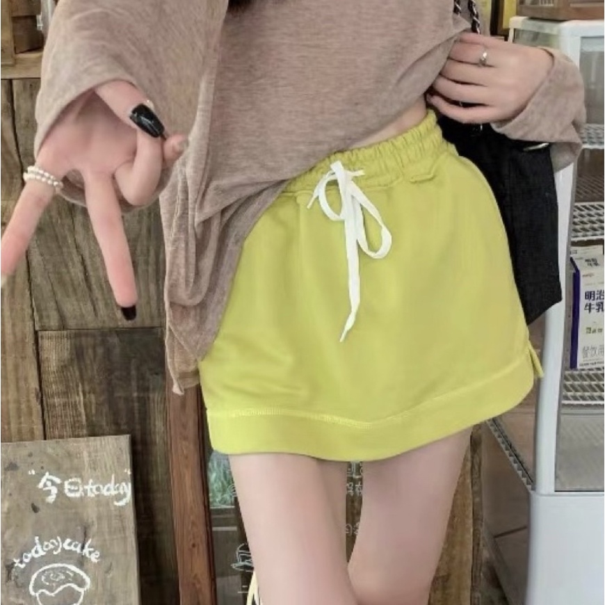 diary(KQ4)กระโปรงกางเกง ขาสั้น เอวยืด ผ้านิ่มใส่สบาย สองชั้น ข้างหลังเป็นกางเกง