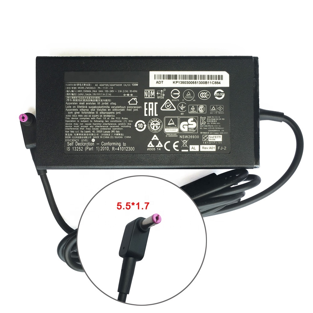 อะแดปเตอร์ชาร์จแล็ปท็อป 135W 19V 7.1A 5.5mm ADP-135KB PA-1131-16 adapter charger for Acer VX VX5 Aspire Nitro 5 an515-43