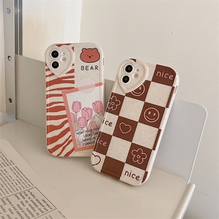 เคสใส สำหรับ iphone 6 6s 7 8 Plus X Xs Max Xr 11 12 13 Pro Max เคสโทรศัพท์มือถือ Tpu ลายสก๊อต และดอกไม้น่ารัก เคสไอโฟน7