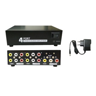 กล่องแยกสัญญาณภาพและเสียง จาก 1 x 4 Port AV/RCA