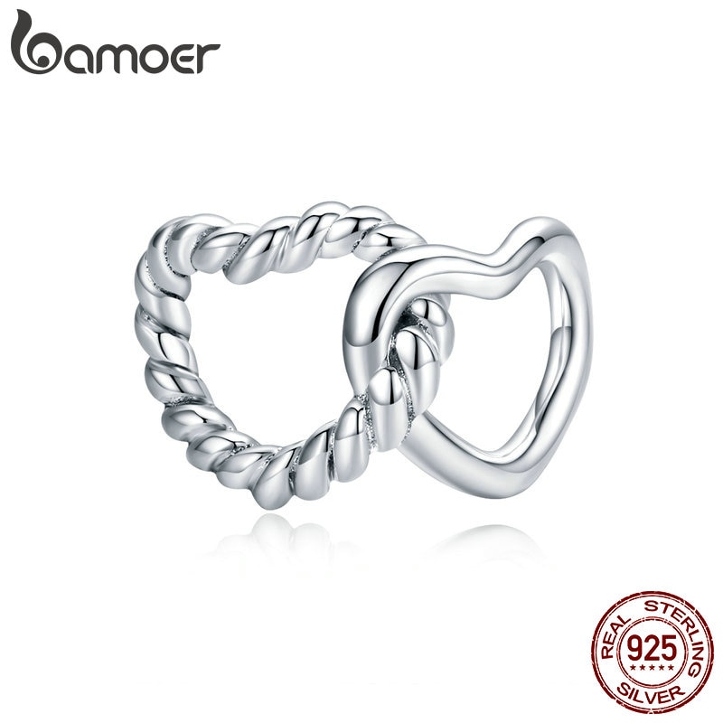 bamoer Genuine 925 Sterling Silver Closer Hearts Openwork Charm for Original Luxury Brand Female Jewelry SCC1563