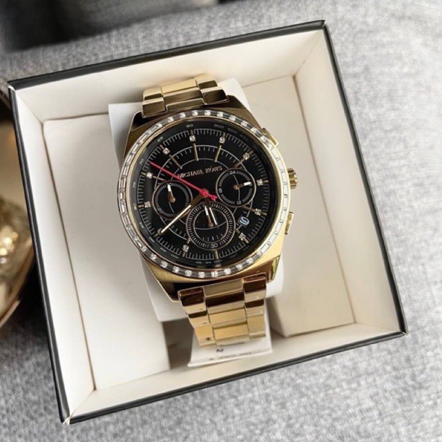 นาฬิกา Michael Kors Vail Gold-Tone Chronograph Watch MK6446 สีทอง หน้าปัดสีดำ 38 มม.