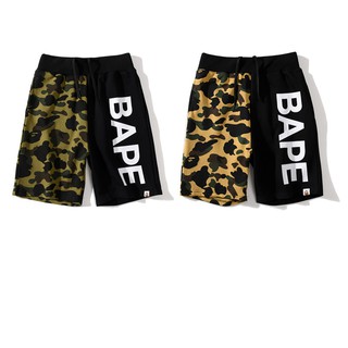 Bape กางเกงขาสั้น ลายพราง สีเขียว สองสี สําหรับชายหาด