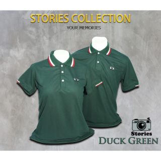 🎁เสื้อโปโล สีเขียวหัวเป็ด  Duck green แบรนด์ STORIES COLLECTION👚