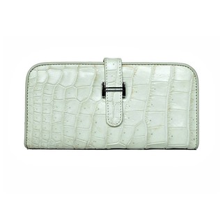 กระเป๋าหนังจระเข้แท้ Wallet Paddock Crocodile Snow กระเป๋าสตางค์แบบ 3 พับ ผู้หญิง