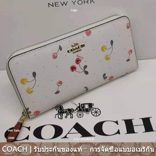 us นำเข้า⭐️ Coach C3287 C1813 ผู้หญิงกระเป๋าแฟชั่นยาวพิมพ์ซิปกระเป๋าสตางค์ธนบัตรใบใหญ่กระเป๋าบัตรกระเป๋าใส่เหรียญจุดใหม่