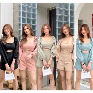 ชุดจั๊มสูทแขนยาวขาสั้น
