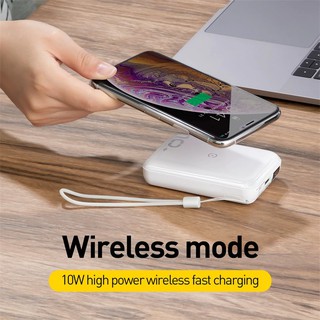 แบตเตอรี่สํารองขนาดเล็ก baseus 10000 mah 10w qc 3 . 0 สําหรับ iphone samsung