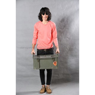เสื้อยืดแฟชั่น ผู้ชาย T-Shirt Cotton 100% คอกลม แขนยาว สีโอลด์โรส