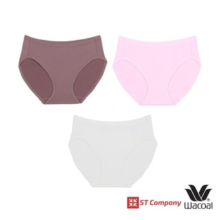 Wacoal Panty ทรง Bikini ขอบเรียบ สีน้ำตาล-ครีม-ชมพู (3 ตัว) รุ่น WU1M01 WU1C34 WQ6M01 กางเกงใน ผู้หญิง วาโก้ บิกินี่