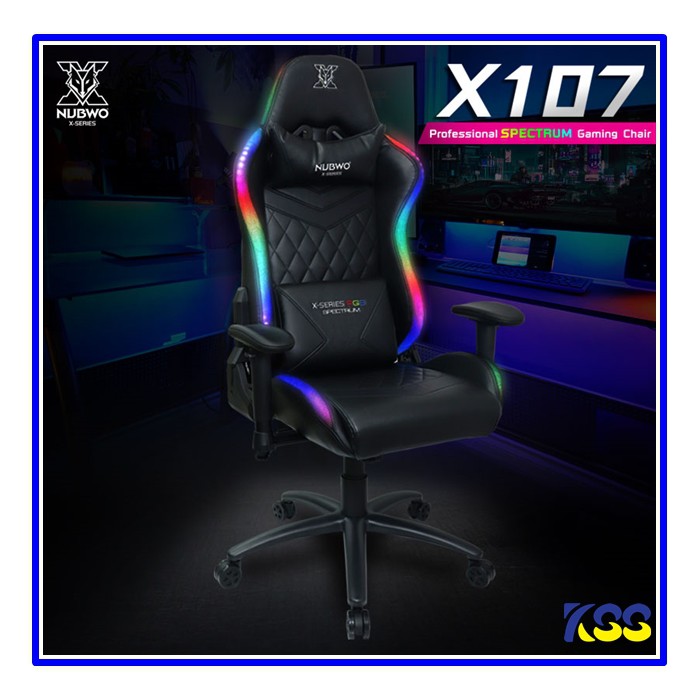 💥เก้าอี้ยอดฮิตเหล่าเกมมิ่ง💥 เก้าอี้เกมมิ่งมีไฟ NUBWO X-107 RGB SPECTRUM GAMING CHAIR เบาะนุ่มนั่งสบาย สินค้ารับประกัน1ปี