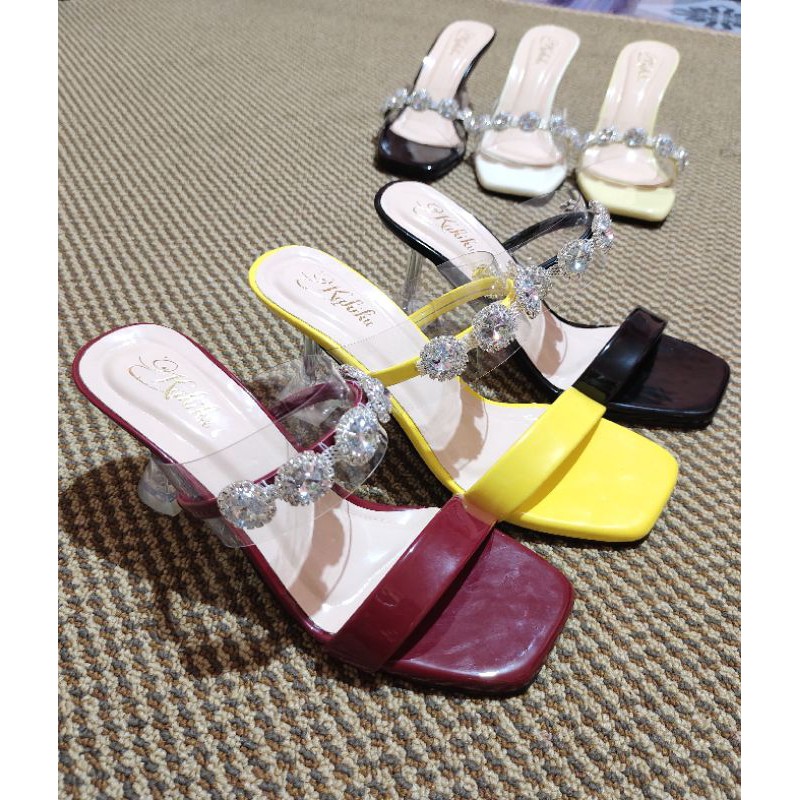 Kakikushoes - ผู้หญิง& 39;S SANDALS PARTY รองเท้าส้นสูง BEAUTIFUL GLASS RIGHTS 7CM GEMS BATU