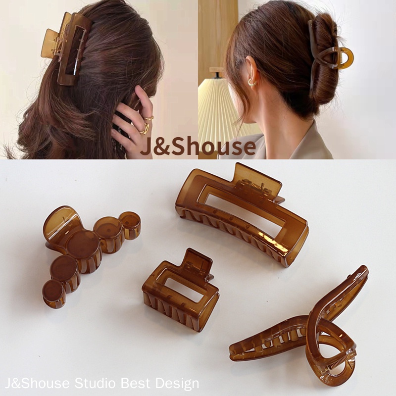 เคเอฟ393 ขนาดใหญ่และขนาดกลางขนาดเล็กเกาหลีเรียบง่ายสีกาแฟผมกรงเล็บคลิปอุปกรณ์เสริมผู้หญิง
