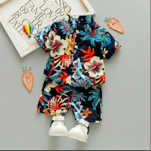 🔥ข้อเสนอในเวลา จำกัด ชุดเด็กผู้ชาย เสื้อฮาวายเด็ก  ใบบอน BAIBON ใส่เที่ยวทะเล ชุดเด็กลายดอก BAI DOK เสื้อสงกรานต์เด็ก