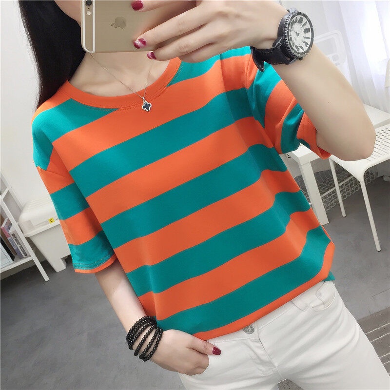 911# New!! เสื้อยืดแฟชั่นผู้หญิงเกาหลี ลาย​ดาว​น่ารัก แนวหวานสดวัยรุ่นใส่น่ารักมาก คอกลมแขนสั้น เนื้อผ้าดีใส่สบาย