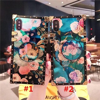 เคสโทรศัพท์ For iPhone 13 12 Mini 11 Pro Max 6 6S 7 8 Plus X XS MAX XR Square Flower Phone Case With Stand