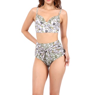 ELLE SWIMWEAR  ชุดว่ายน้ำสตรี แบบวันพีช ถอดสายได้ ผูกโบว์ตรงอก สีเขียว E2P1BPJ14201GR