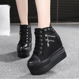 Kasut Wanita Zipper แพลตฟอร์มผู้หญิง Over-The-Knee Wedges รอ…