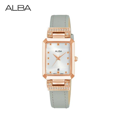 ALBA PRESTIGE Quartz Ladies นาฬิกาข้อมือผู้หญิง สายหนัง สีเทา รุ่น AH7Q90X,AH7Q90X1