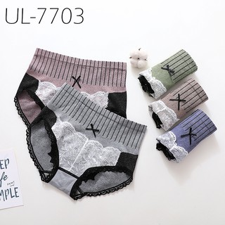 UL-7703 ⚡️SALE⚡️ กางเกงในเอวสูงแต่งระบายลูกไม้ ผ้าคอตตอน  [ladywearrr]