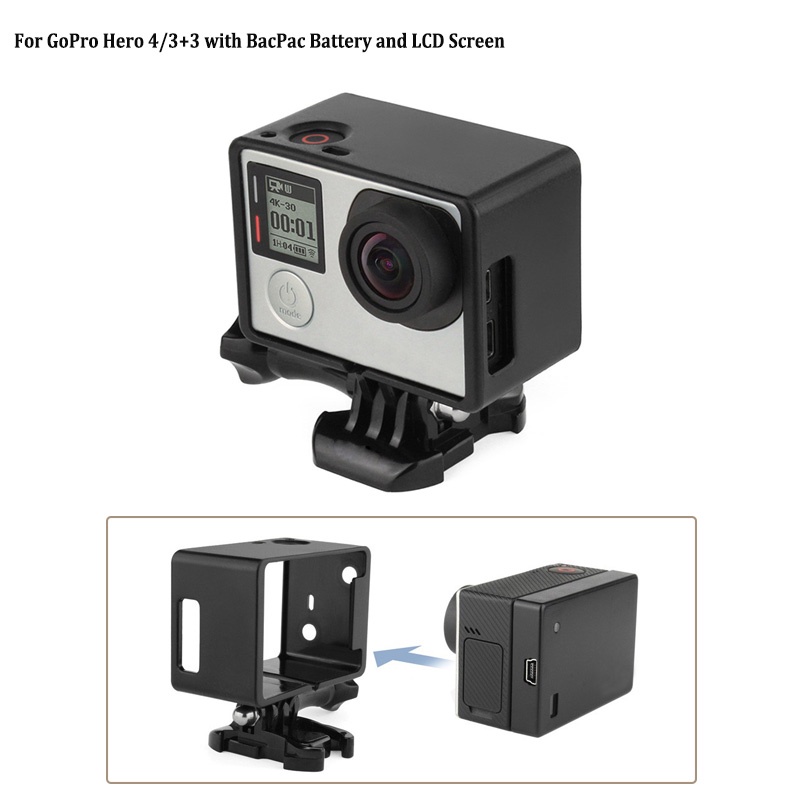 กรอบขยายสําหรับ GoPro Hero 4/3+/3 กล้อง Mount Housing Case พร้อมแบตเตอรี่ Bac และหน้าจอ LCD ขยาย