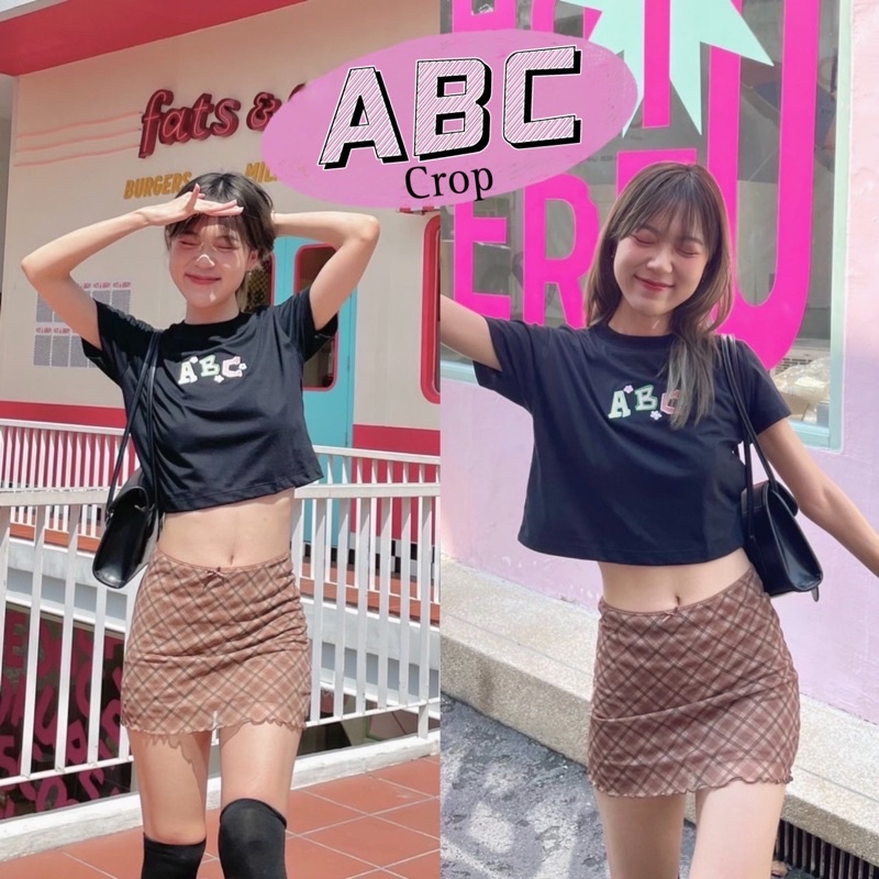 (oversize.summer) เสื้อครอปผ้าคอตตอน baby crop- ABC (พร้อมส่ง)